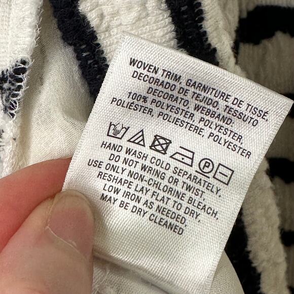 Md Anthropologie Striped Cardigan Black Cream Chiffon Lace Boho Romantic Preppy - Picture 6 of 8